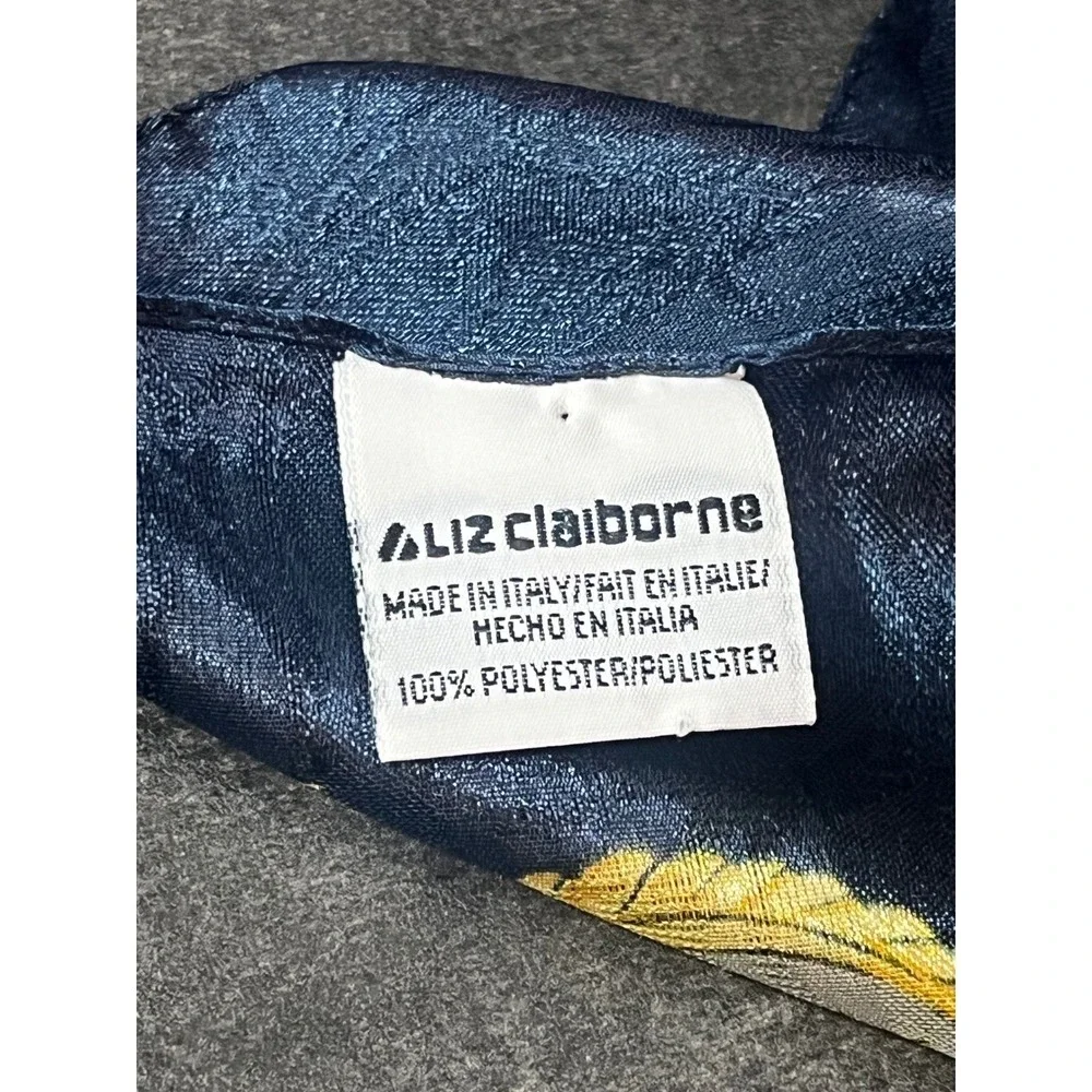 Liz Claiborne Made In Italy Scarf Baroque Gold Navy Blue Luxury Accessory